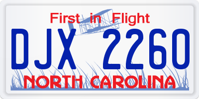 NC license plate DJX2260