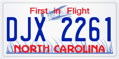 NC license plate DJX2261