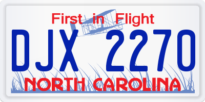 NC license plate DJX2270