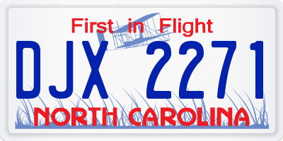NC license plate DJX2271