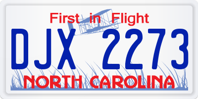 NC license plate DJX2273