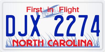 NC license plate DJX2274