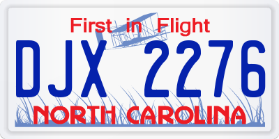 NC license plate DJX2276
