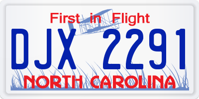 NC license plate DJX2291