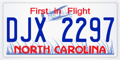 NC license plate DJX2297