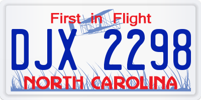 NC license plate DJX2298