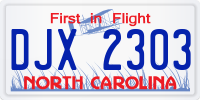 NC license plate DJX2303