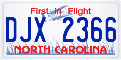 NC license plate DJX2366