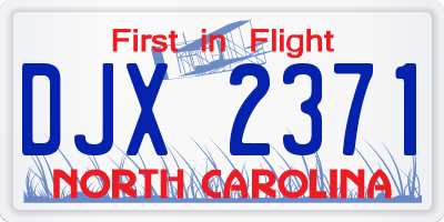 NC license plate DJX2371