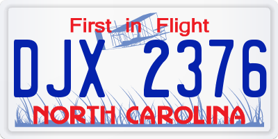 NC license plate DJX2376