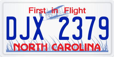 NC license plate DJX2379
