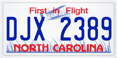 NC license plate DJX2389