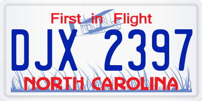 NC license plate DJX2397