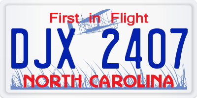 NC license plate DJX2407