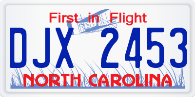 NC license plate DJX2453