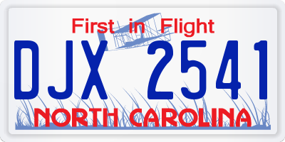 NC license plate DJX2541