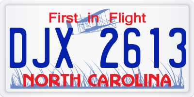 NC license plate DJX2613