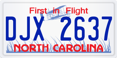 NC license plate DJX2637