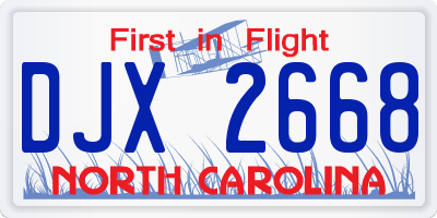 NC license plate DJX2668