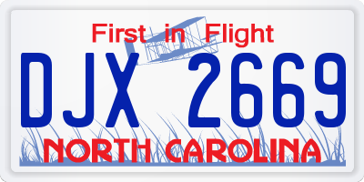 NC license plate DJX2669