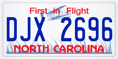 NC license plate DJX2696