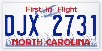 NC license plate DJX2731
