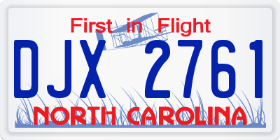 NC license plate DJX2761