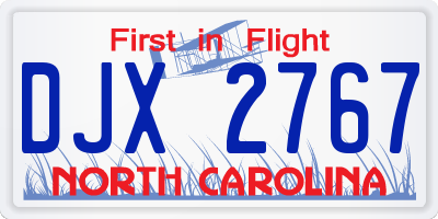 NC license plate DJX2767