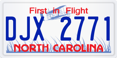 NC license plate DJX2771