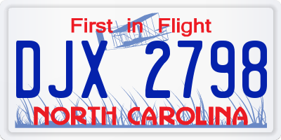 NC license plate DJX2798