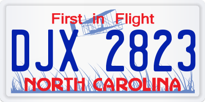 NC license plate DJX2823