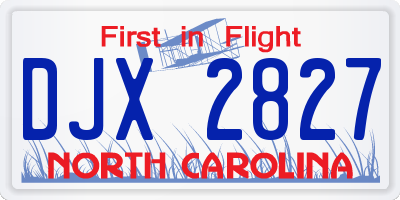 NC license plate DJX2827