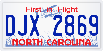 NC license plate DJX2869