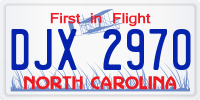 NC license plate DJX2970
