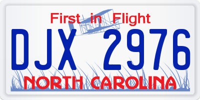 NC license plate DJX2976