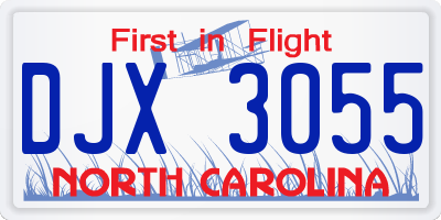 NC license plate DJX3055