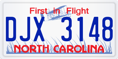NC license plate DJX3148