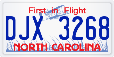 NC license plate DJX3268