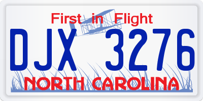 NC license plate DJX3276