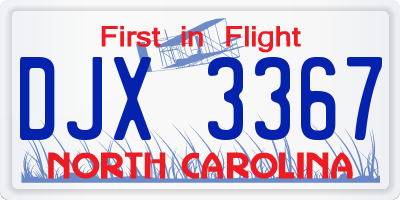 NC license plate DJX3367