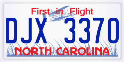 NC license plate DJX3370
