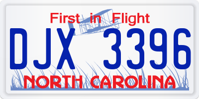 NC license plate DJX3396