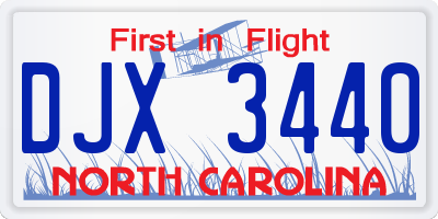 NC license plate DJX3440