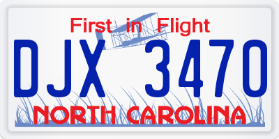 NC license plate DJX3470