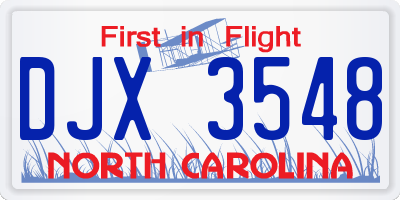 NC license plate DJX3548