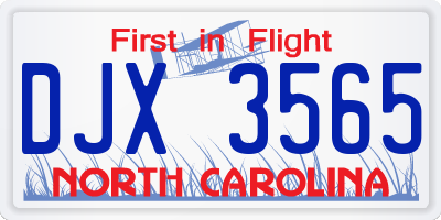 NC license plate DJX3565