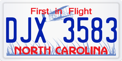 NC license plate DJX3583