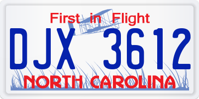 NC license plate DJX3612