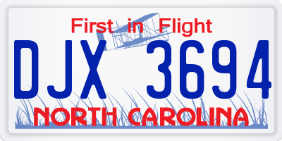NC license plate DJX3694