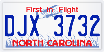 NC license plate DJX3732